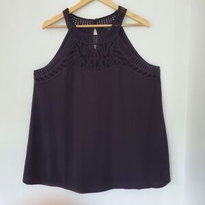 TORRID Sz 2/US Sz 18-20 2X Black Gauzy Flowy Sleeveless Top Crochet Yoke 2024!